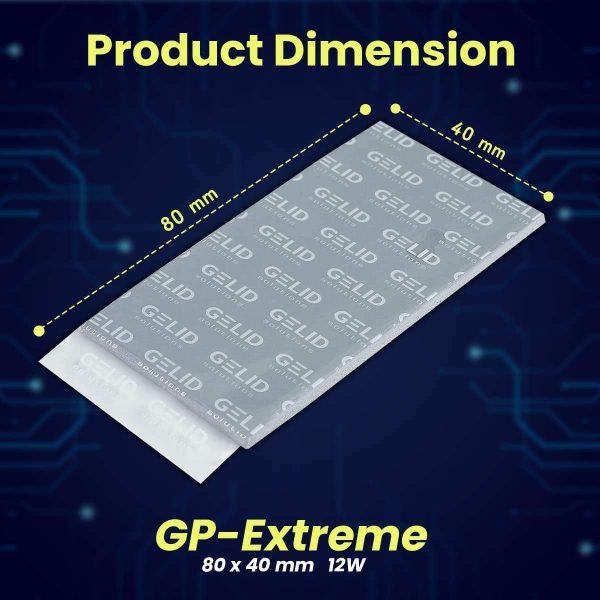 Gelid Solutions TP-VP01-D GP-Extreme 12W-Thermal Pad 80x40x2.0 (2pcs) Excellent Heat Conduction, Ideal Gap Filler.