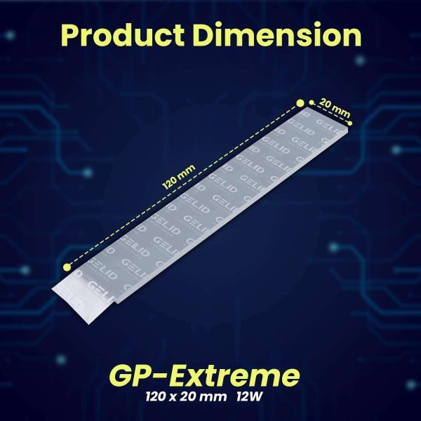 Gelid Solutions TP-VP05-B GP-Extreme 12W-Thermal Pad 120x20x 1.0(2pcs) Excellent Heat Conduction, Ideal Gap Filler.