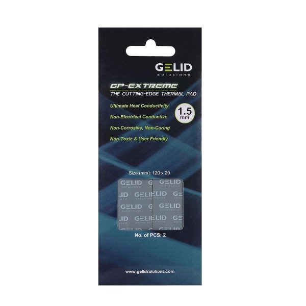 Gelid Solutions TP-VP05-C GP-Extreme 12W-Thermal Pad 120x20x1.5 (2pcs) Excellent Heat Conduction, Ideal Gap Filler.