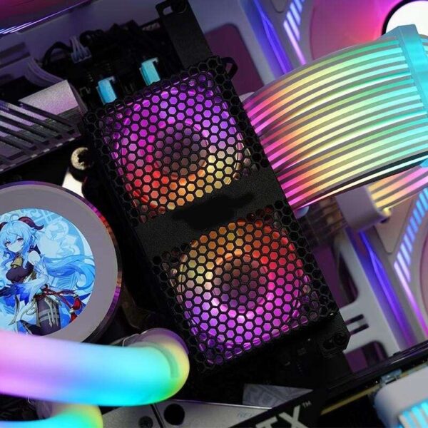 DiaoCan Memory Cooling, DDR5 Active Cooling,Compatible With ATX MB,Dual 5020 Fans, Addressable RGB Fan, Black