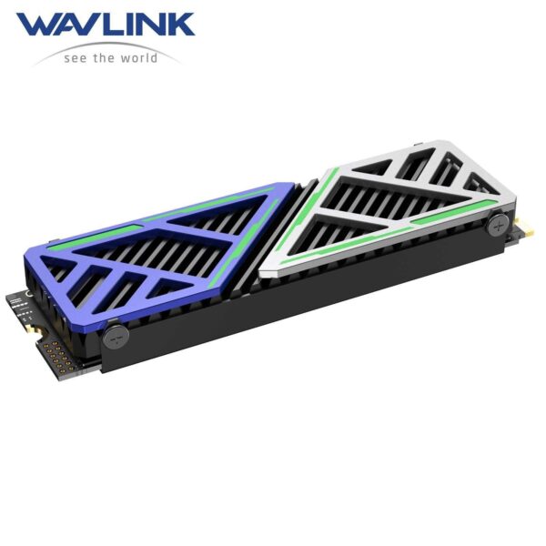 WAVLINK M.2 SSD Heatsink, 2280 NVMe/SATA SSD Heatsink for PC/PS5/mATX/MiniATX Cooling, M.2 SSD Cooler with Dual Thermal Silicone Pads, 3mm Adjustable Height, Aluminum Body