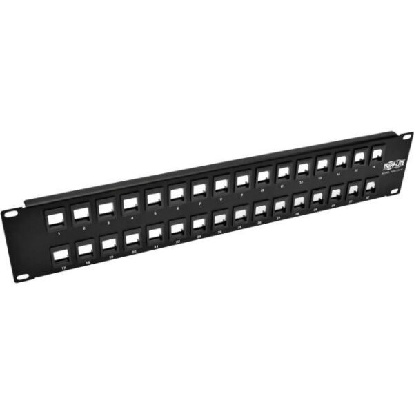 2U Rack-Mount Unshielded Blank Keystone/Multimedia Patch Panel, RJ45 Ethernet, USB, HDMI, Cat5e/6