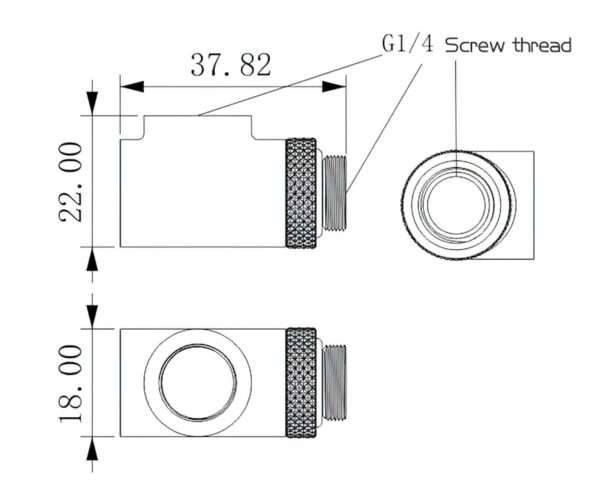 Bykski G 1/4in. Male to Dual Female 90 Degree Rotary T Adapter Fitting (CC-TE3DTSO-X-V2)