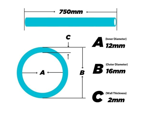 PrimoChill 12mm ID X 16mm OD Rigid Acrylic/PMMA Tube - 750mm - 4 Pack