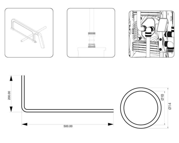 PrimoChill Frosted 90 Degree Pre-Bent 10mm ID x 14mm OD Rigid PMMA/Acrylic Tube - 200mm x 500mm - 4 Pack