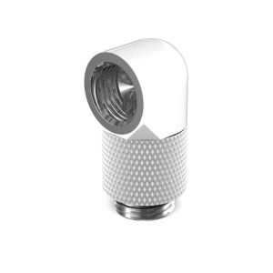 PrimoChill Male to Female G1/4 90 Degree Rotary 15mm Extension Elbow Fitting - Sky White