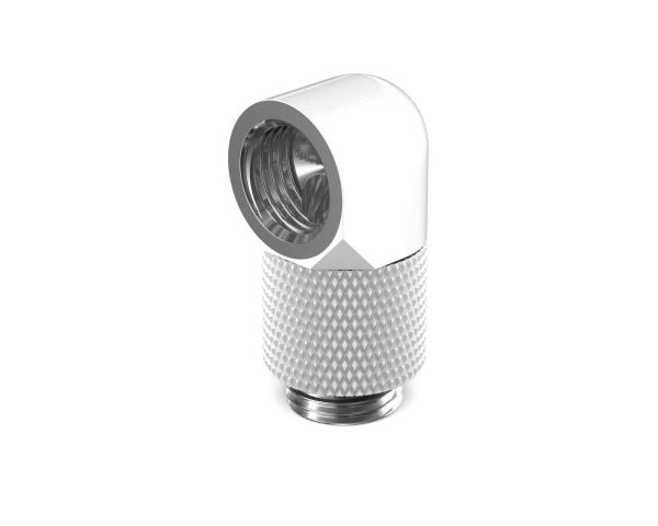 PrimoChill Male to Female G1/4 90 Degree Rotary 15mm Extension Elbow Fitting - Sky White