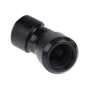 Alphacool Eiszapfen 16mm HardTube Compression Fitting 45° L-connector for Plexi- Brass Tubes - Knurled - Deep Black (17405)