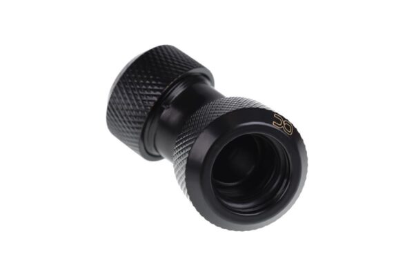 Alphacool Eiszapfen 13mm HardTube Compression Fitting 45° L-connector for Plexi- Brass Tubes - Knurled - Deep Black (17403)