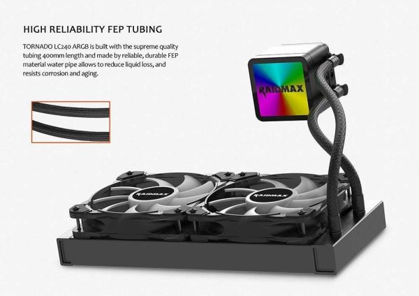 Raidmax Tornado All-in-1 ARGB LED CPU Liquid Cooler with ARGB Fans ARGB Water Block ARGB Light Controller