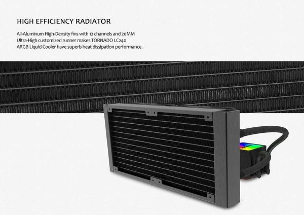 Raidmax Tornado All-in-1 ARGB LED CPU Liquid Cooler with ARGB Fans ARGB Water Block ARGB Light Controller