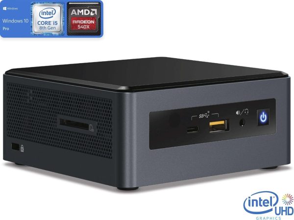 Intel NUC8i5INHPA Mini PC, Intel Core i5-8265U Upto 3.9GHz, 8GB RAM, 256GB SSD + 500GB HDD, AMD Radeon 540X, HDMI, Mini DisplayPort, Card Reader, Wi-Fi, Bluetooth, Windows 10 Pro