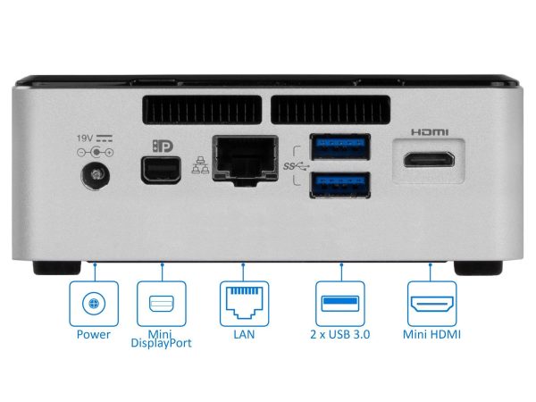 Intel NUC5i3RYH Mini PC, Intel Core i3-5005U 2.0GHz, 16GB RAM, 2TB SSD, Mini DisplayPort, Mini HDMI, Wi-Fi, Bluetooth, Windows 10 Pro