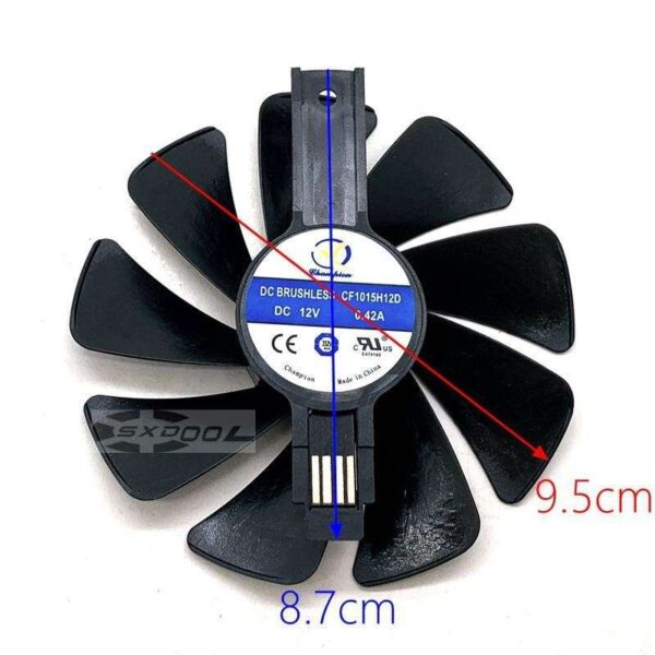 For Sapphire RX580 RX588 570 480 470 Graphics cooler 95mm CF1015H12D DC12V Platinum/Super Platinum/Overseas Version cooling fan (1 Pair)