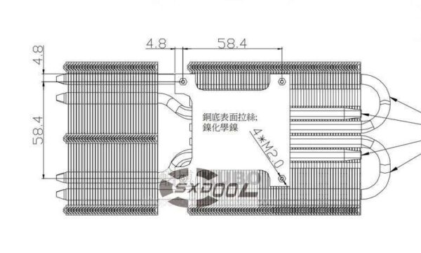 For Inno3D GTX960 1070 Gaming Extreme Edition, graphics card radiator, copper bottom 4 heat pipes 58mm holes