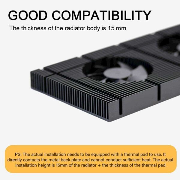 Amify GPU Backplate Radiator Memory Cooler Aluminum Panel + Dual PWM Fan VRAM Heatsink Graphics Card Backplane For RTX 3090 Radiator With 1mm Laird Tflex 700 Thermal Pad