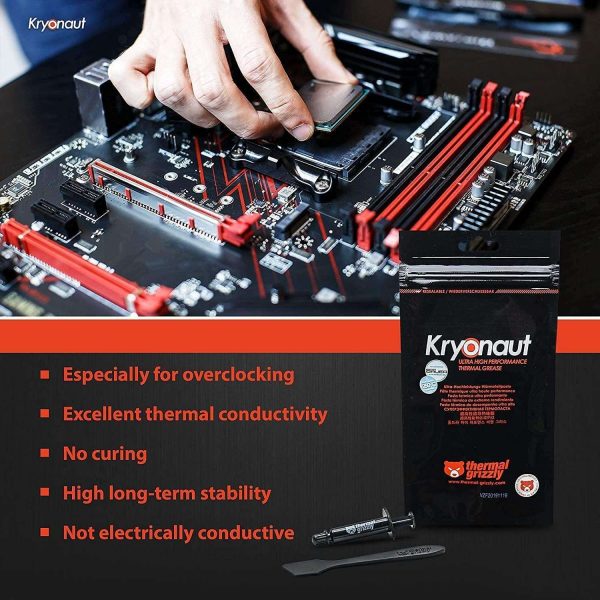 Thermal Grizzly Kryonaut The High Performance Thermal Paste for Cooling All Processors, Graphics Cards and Heat Sinks in Computers and Consoles