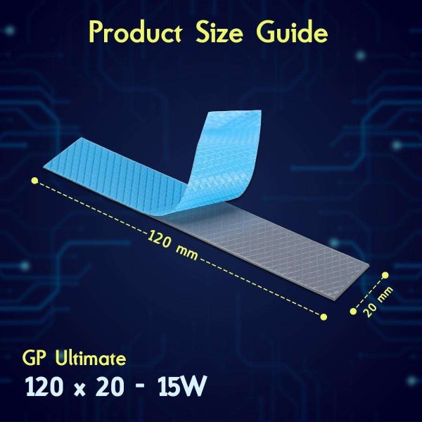 Gelid Solutions GP-Ultimate 15W-Thermal Pad 120x20x 2.0mm(2pcs). Excellent Heat Conduction, Ideal Gap Filler. Easy Installation - 2 Pack