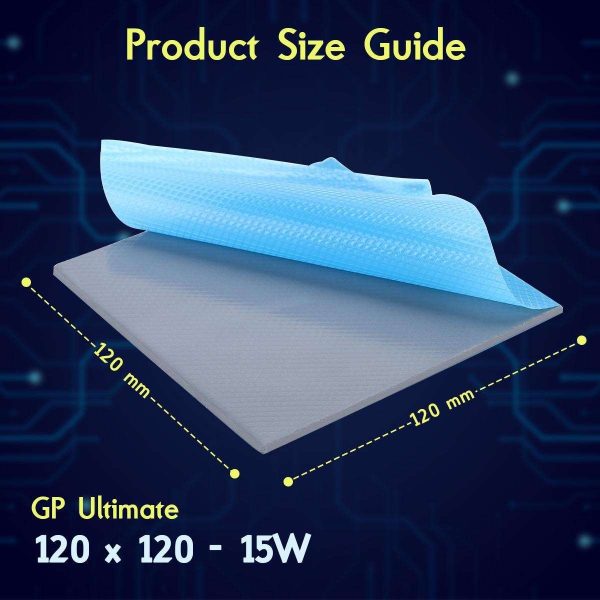 Gelid Solutions Ultimate GP-Ultimate-Thermal Pad 120x120x1.5mm. Excellent Heat Conduction, Ideal Gap Filler. Easy Installation Thermal Conductivity 15W - 1 Pack