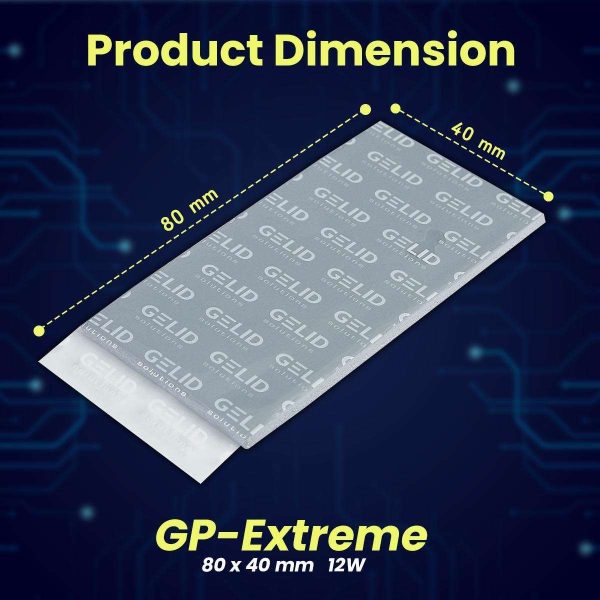 Gelid Solutions GP-Extreme 12W-Thermal Pad 80x40x1.5mm. Excellent Heat Conduction, Ideal Gap Filler. Easy Installation - 1 Pack