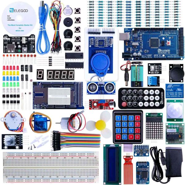 Elegoo Mega 2560 Project The Most Complete Ultimate Starter Kit w/ TUTORIAL, MEGA 2560 controller board, LCD1602, Servo, Stepper Motor for Arduino Mega2560 UNO Nano