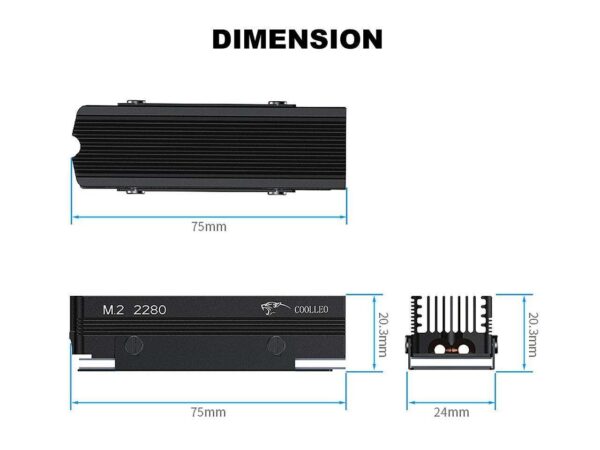 M.2 2280 NVMe SSD Heatsink Almunum Heat Sink, with 2x 6mm Copper Heat Pipe & 14.8w/k Thermal Silicone Pads for PC NGFF M2 / PS5 Cooling Radiator