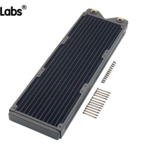 360mm Water Cooling Radiator, 12 Tubes Copper Water Cooler for Computer CPU Heat Sink - Liquid Heat Exchanger Dual G1/4 Thread, 1.06 inch Thickness, Black