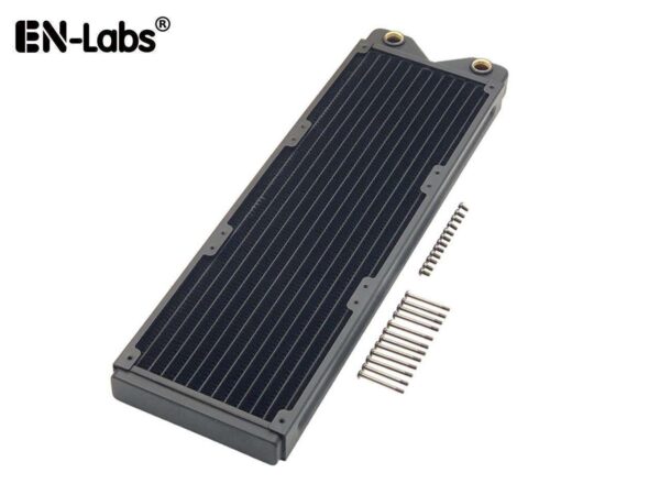 360mm Water Cooling Radiator, 12 Tubes Copper Water Cooler for Computer CPU Heat Sink - Liquid Heat Exchanger Dual G1/4 Thread, 1.06 inch Thickness, Black