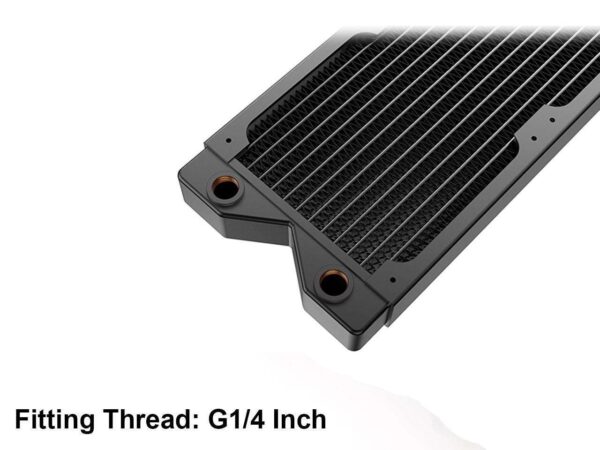 360mm Water Cooling Radiator, 12 Tubes Copper Water Cooler for Computer CPU Heat Sink - Liquid Heat Exchanger Dual G1/4 Thread, 1.06 inch Thickness, Black