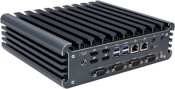 Partaker Fanless Industrial PC, Mini Computer, IPC, Core I7 1255U, Windows 11 Pro, I15, 4 x HDMI, 2 x LAN, 4 x COM COM1/2 for RS232/RS485, TPM2.0, 32G RAM, 1TB SSD