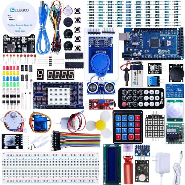 Elegoo Mega 2560 Project The Most Complete Ultimate Starter Kit w/ TUTORIAL, MEGA 2560 controller board, LCD1602, Servo, Stepper Motor for Arduino Mega2560 UNO Nano