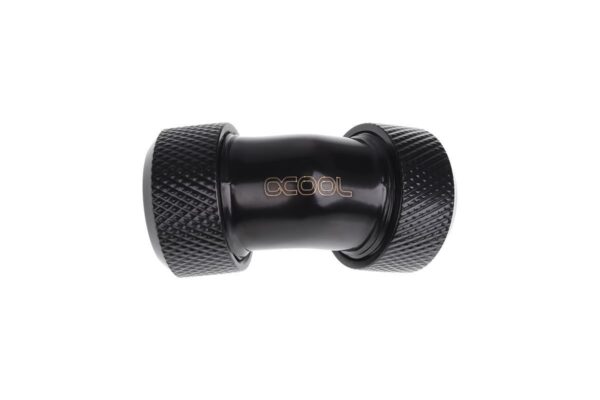 Alphacool Eiszapfen 13mm HardTube Compression Fitting 45° L-connector for Plexi- Brass Tubes - Knurled - Deep Black (17403)