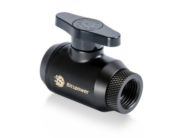 Bitspower Mini Valve with Rotary Inner G1/4" port and Inner G1/4" port, Carbon Black