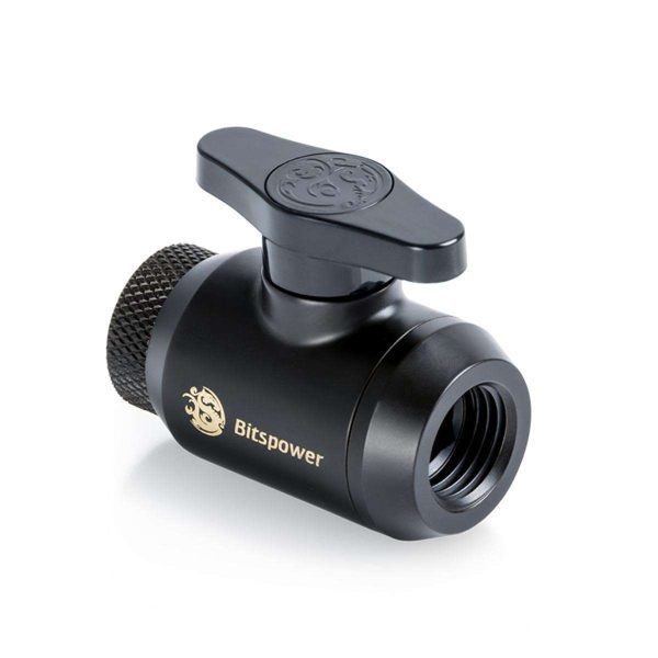 Bitspower Mini Valve with Rotary Inner G1/4" port and Inner G1/4" port, Carbon Black