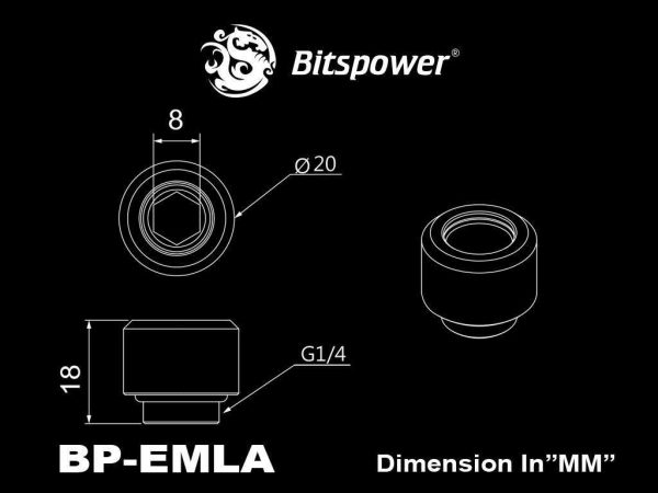 Bitspower G1/4" Advanced Multi-Link Fitting, for 12mm OD Rigid Tubing, Black Sparkle, 4-pack