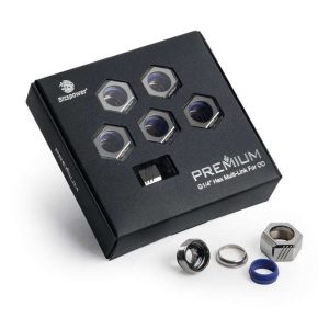 Bitspower Premium G1/4" Hex Multi-Link for 12mm OD Rigid Tubing, Black Sparkle, 6-pack