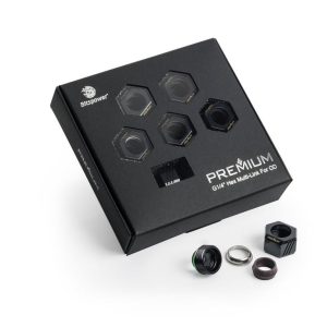 Bitspower Premium G1/4" Hex Multi-Link for 12mm OD Rigid Tubing, Matte Black, 6-pack