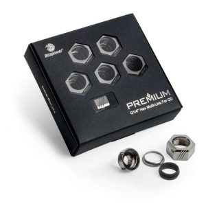 Bitspower Premium G1/4" Hex Multi-Link for 12mm OD Rigid Tubing, Black Sparkle, 6-pack