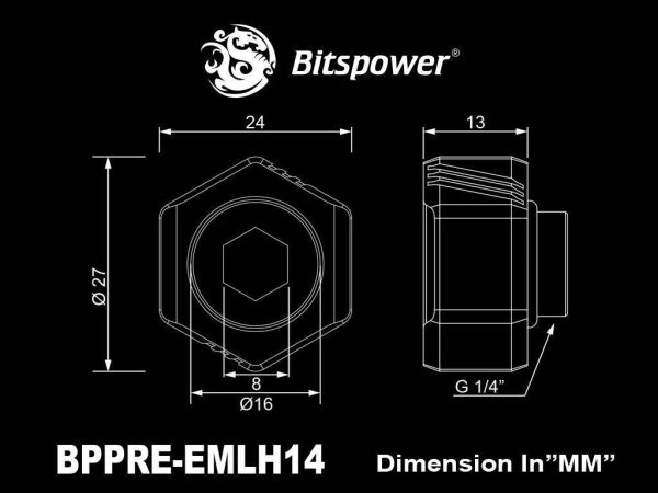 Bitspower Premium G1/4" Hex Multi-Link for 16mm OD Rigid Tubing, Silver Shining, 6-pack