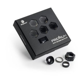 Bitspower Premium G1/4" Hex Multi-Link for 16mm OD Rigid Tubing, Matte Black, 6-pack