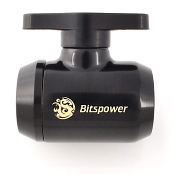 Bitspower G1/4" Mini Valve with Black Handle, Matte Black Body