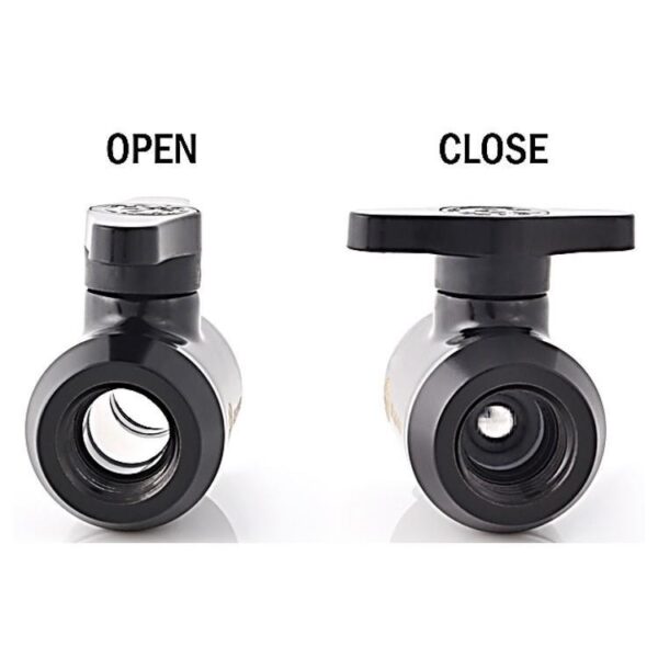 Bitspower G1/4" Mini Valve with Black Handle, Matte Black Body