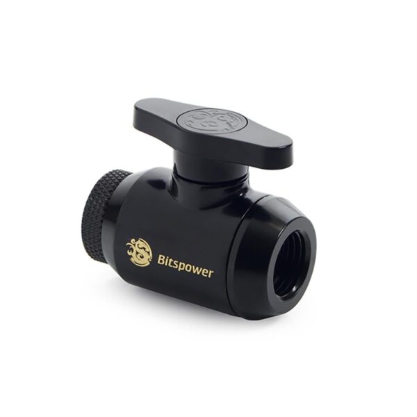 Bitspower Mini Valve with Rotary Inner G1/4" port and Inner G1/4" port, Matte Black