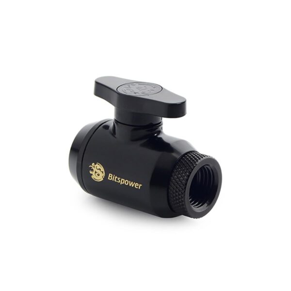 Bitspower Mini Valve with Rotary Inner G1/4" port and Inner G1/4" port, Matte Black