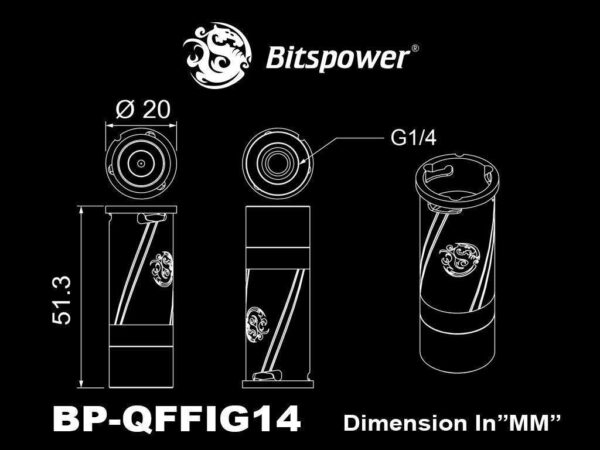 Bitspower Quick Disconnect Female Fitting with Rotary IG1/4" Extender, Silver Shining