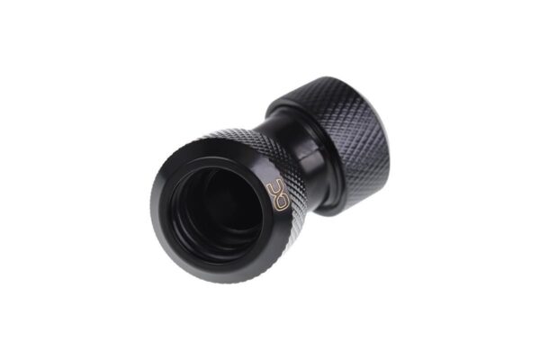 Alphacool Eiszapfen 13mm HardTube Compression Fitting 45° L-connector for Plexi- Brass Tubes - Knurled - Deep Black (17403)