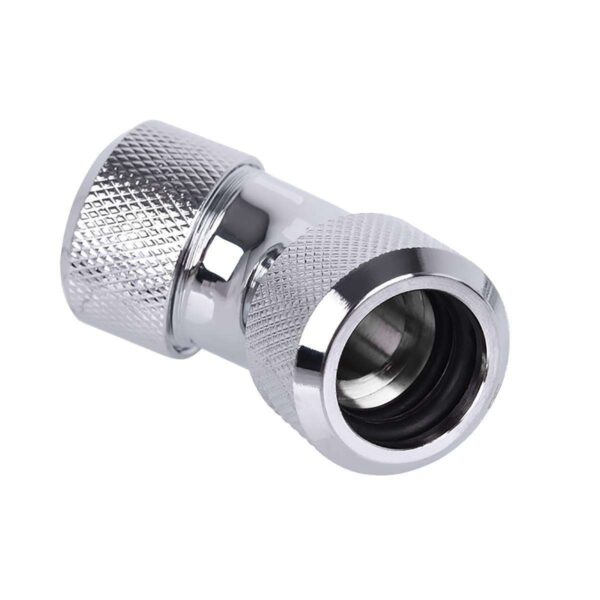 Alphacool Eiszapfen 16mm HardTube Compression Fitting 45° L-connector - Knurled - Chrome (17404)