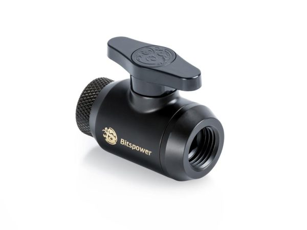 Bitspower Mini Valve with Rotary Inner G1/4" port and Inner G1/4" port, Carbon Black