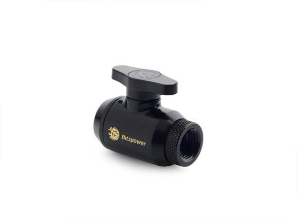 Bitspower Mini Valve with Rotary Inner G1/4" port and Inner G1/4" port, Matte Black