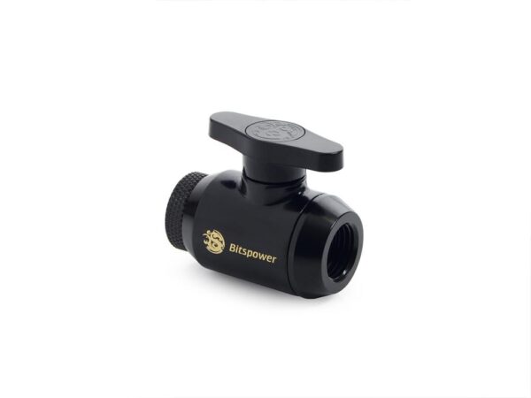 Bitspower Mini Valve with Rotary Inner G1/4" port and Inner G1/4" port, Matte Black